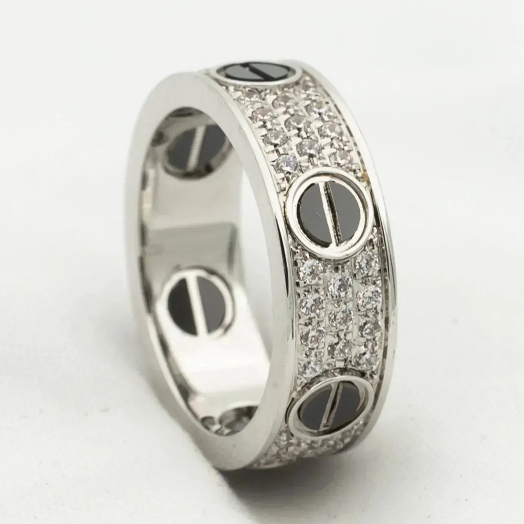 GlowLOVE RING 5.5MM DIAMONDS PAVED CERAMIC