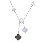 ¡®Glow¡¯CLOVER MOP CHALCEDONY NECKLACE SILVER 6 MOTIF