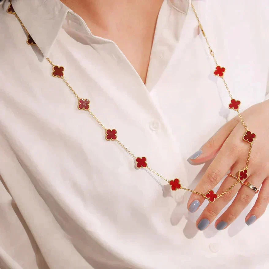 ¡®Glow¡¯CLOVER 20 MOTIFS CARNELIAN NECKLACE