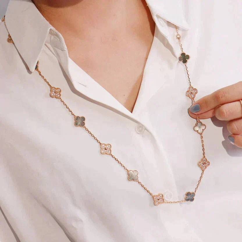 ¡®Glow¡¯CLOVER 20 MOTIFS DARK MOP DIAMOND  NECKLACE