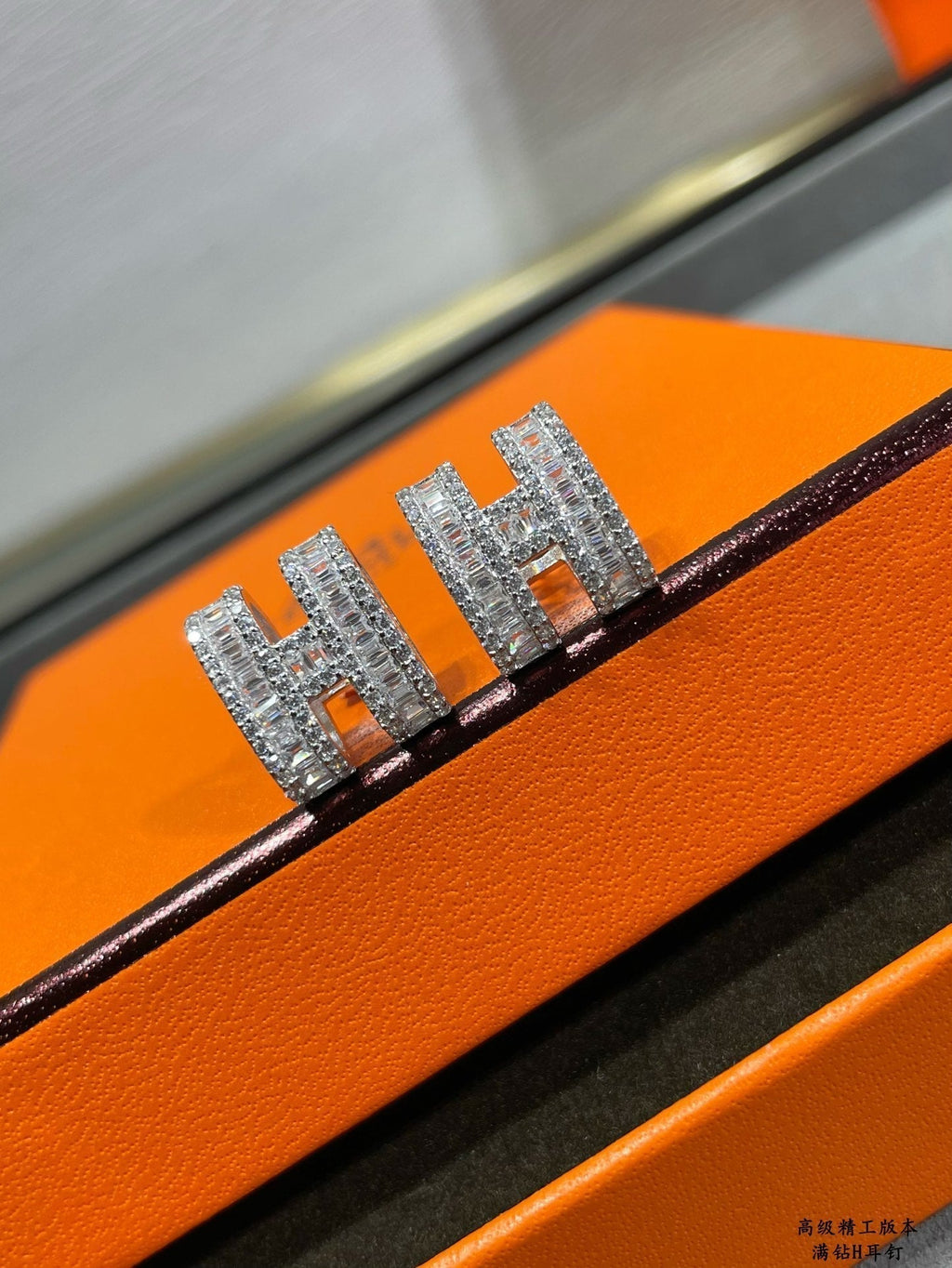 GlowH STUD EARRINGS WITH SILVER DIAMONDS