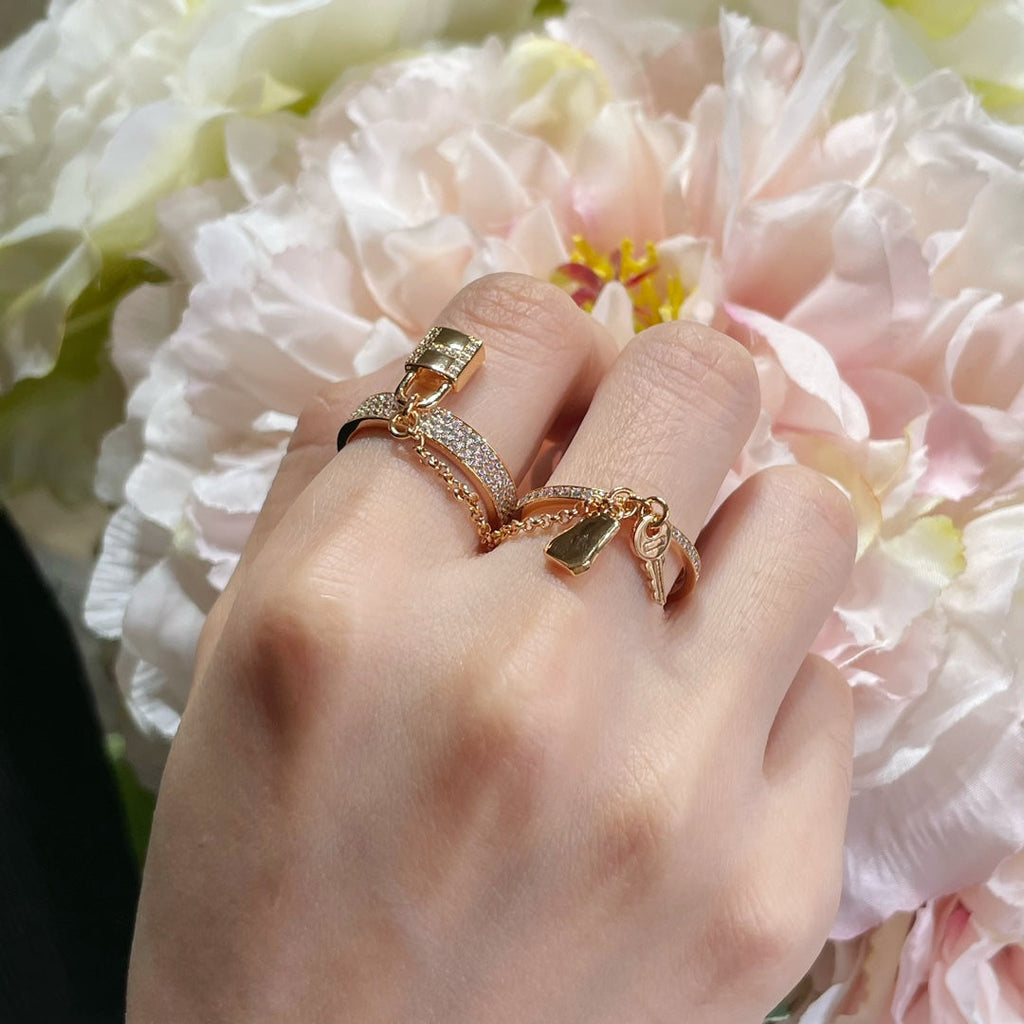 GlowHM KELLY CLOCHETTE DOUBLE RING IN  WITH DIAMONDS
