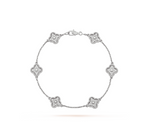 ¡®Glow¡¯CLOVER 6 MOTIF SILVER DIAMOND BRACELET