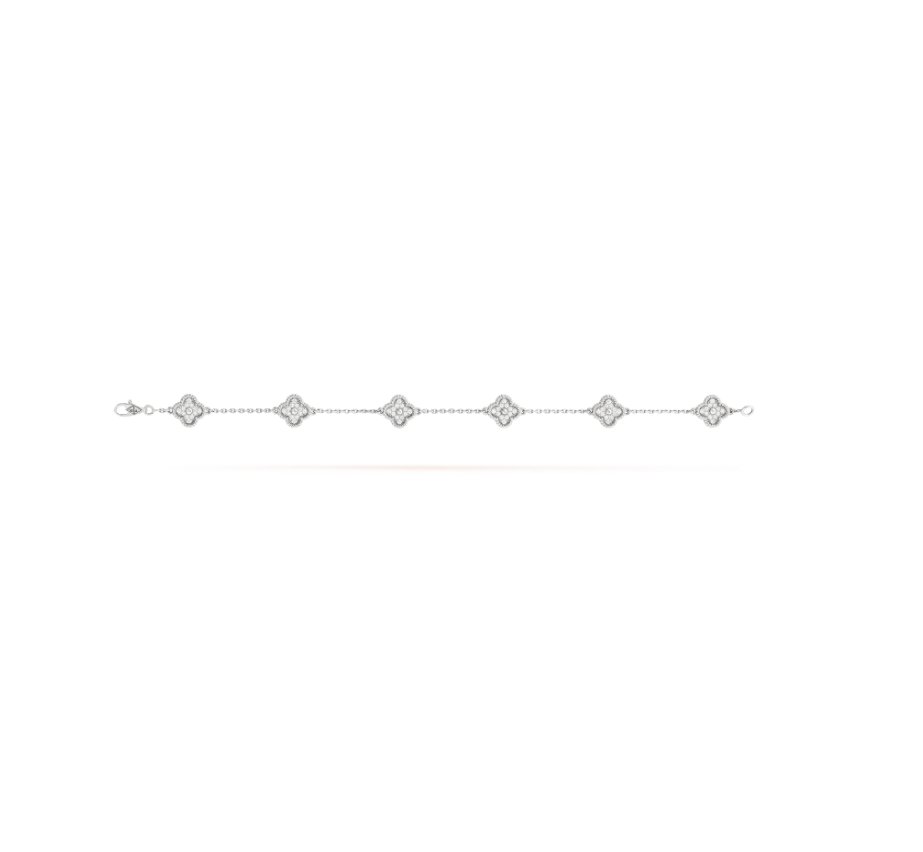 ¡®Glow¡¯CLOVER 6 MOTIF SILVER DIAMOND BRACELET