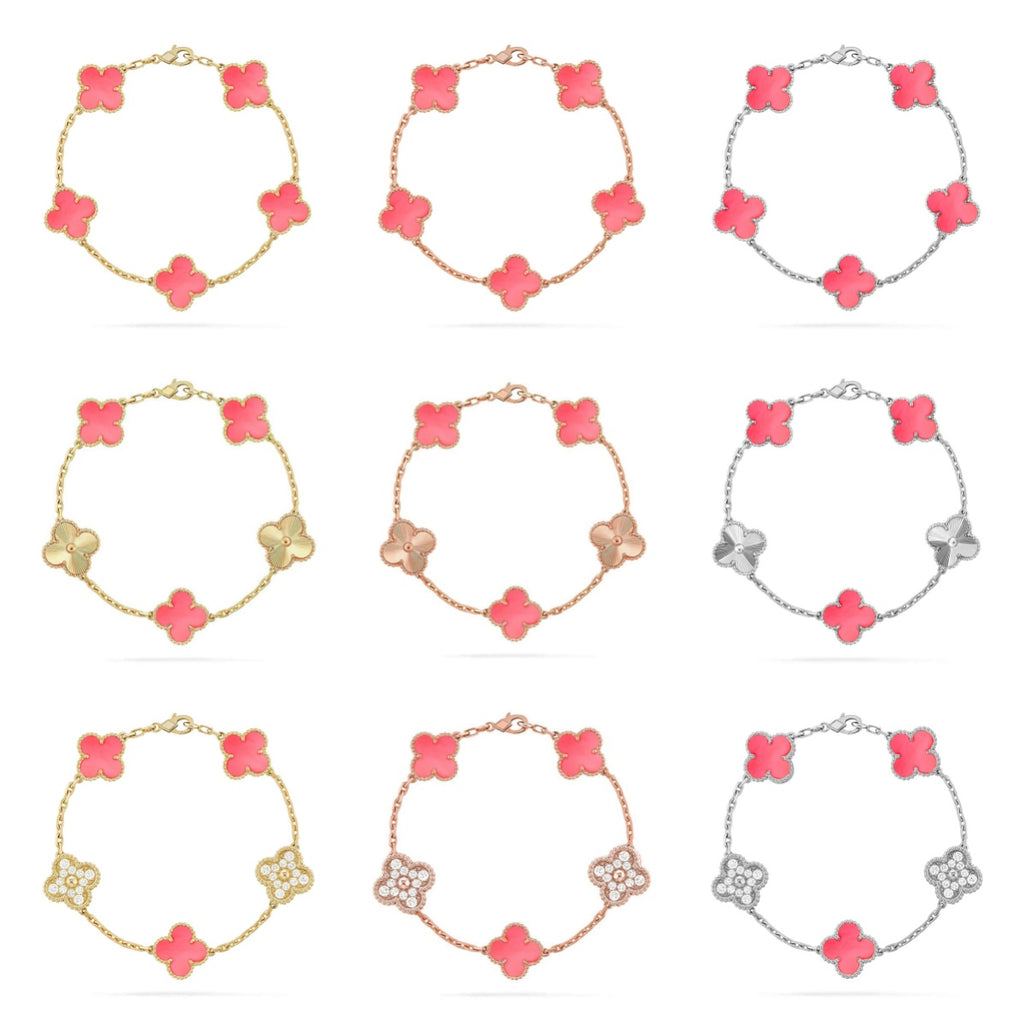 [Glow]New  CLOVER 5 MOTIFS  PINK MOP BRACELET COLLECTION