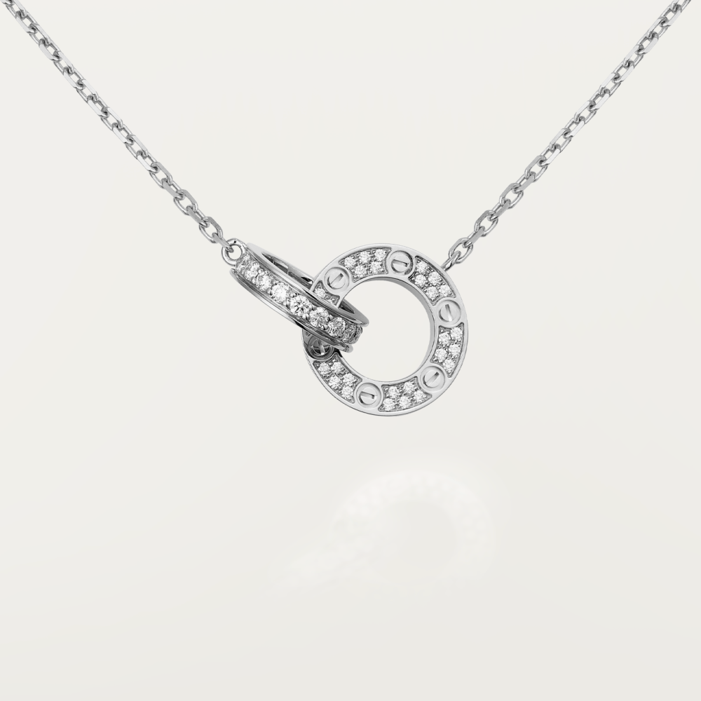 GlowLOVE 7.6MM NECKLACE ROSE GOLD AND SILVER  FULL DIAMOND