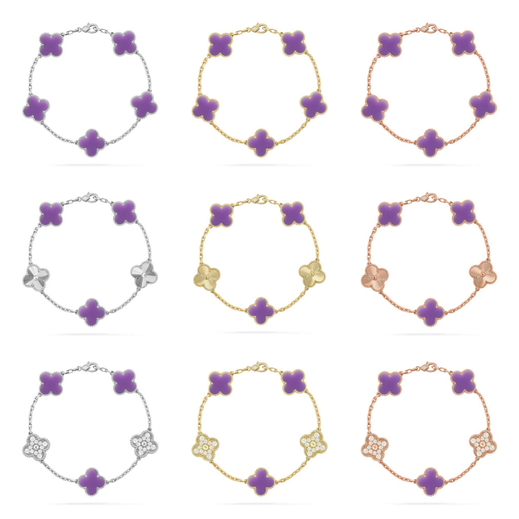 [Glow]New CLOVER 5 MOTIF LIGHT PURPLE BRACELET COLLECTION