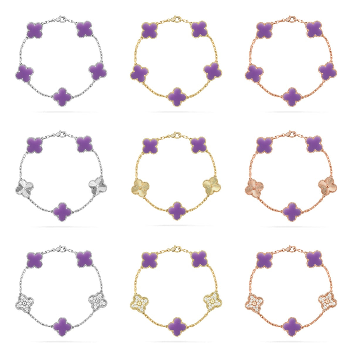 [Glow]New CLOVER 5 MOTIF LIGHT PURPLE BRACELET COLLECTION