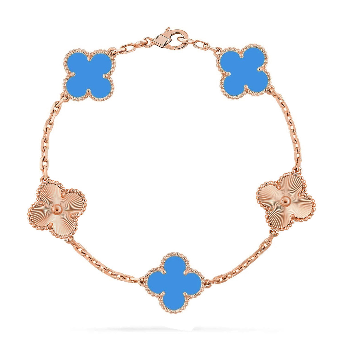 [Glow]New  CLOVER 5 MOTIF BLUE AGATE BRACELET COLLECTION