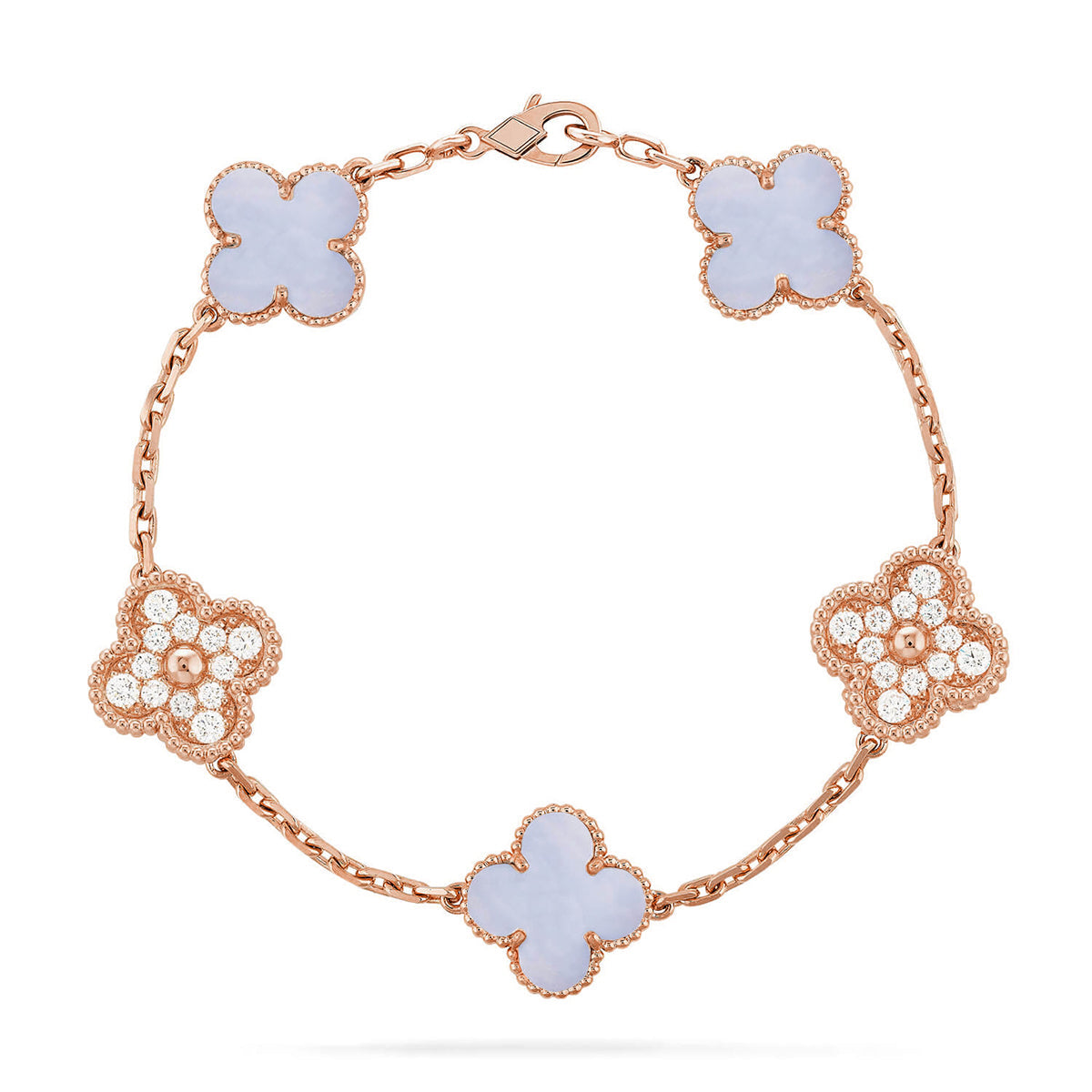 [Glow Jewelry] CLOVER 5 MOTIF PURPLE CHALCEDONY BRACELET COLLECTION