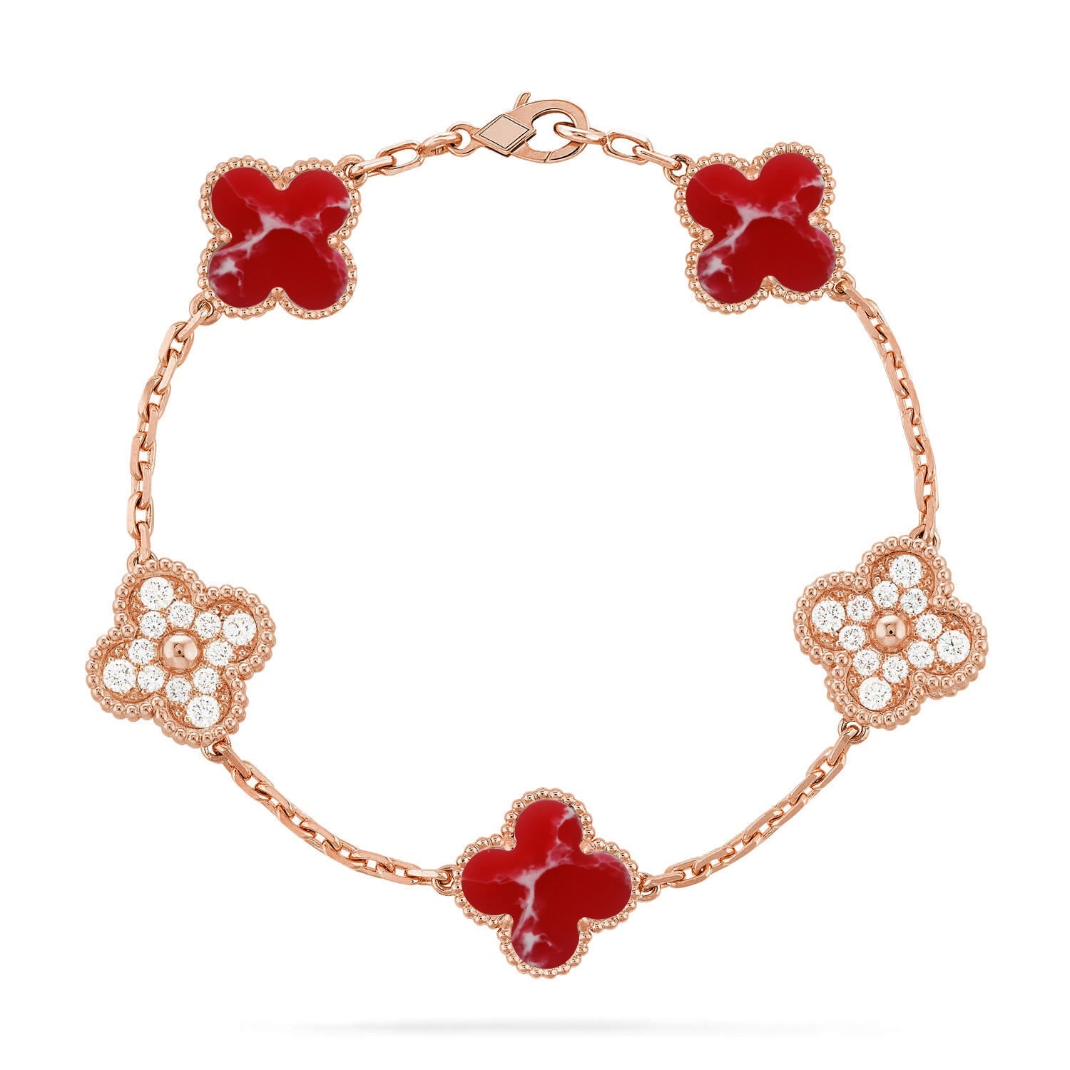 [Glow Jewelry]CLOVER 5 MOTIF RED PATTERN BRACELET COLLECTION