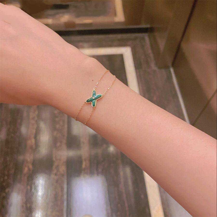 GlowJEUX BRACELET MALACHITE PINK GOLD 1 DIAMOND