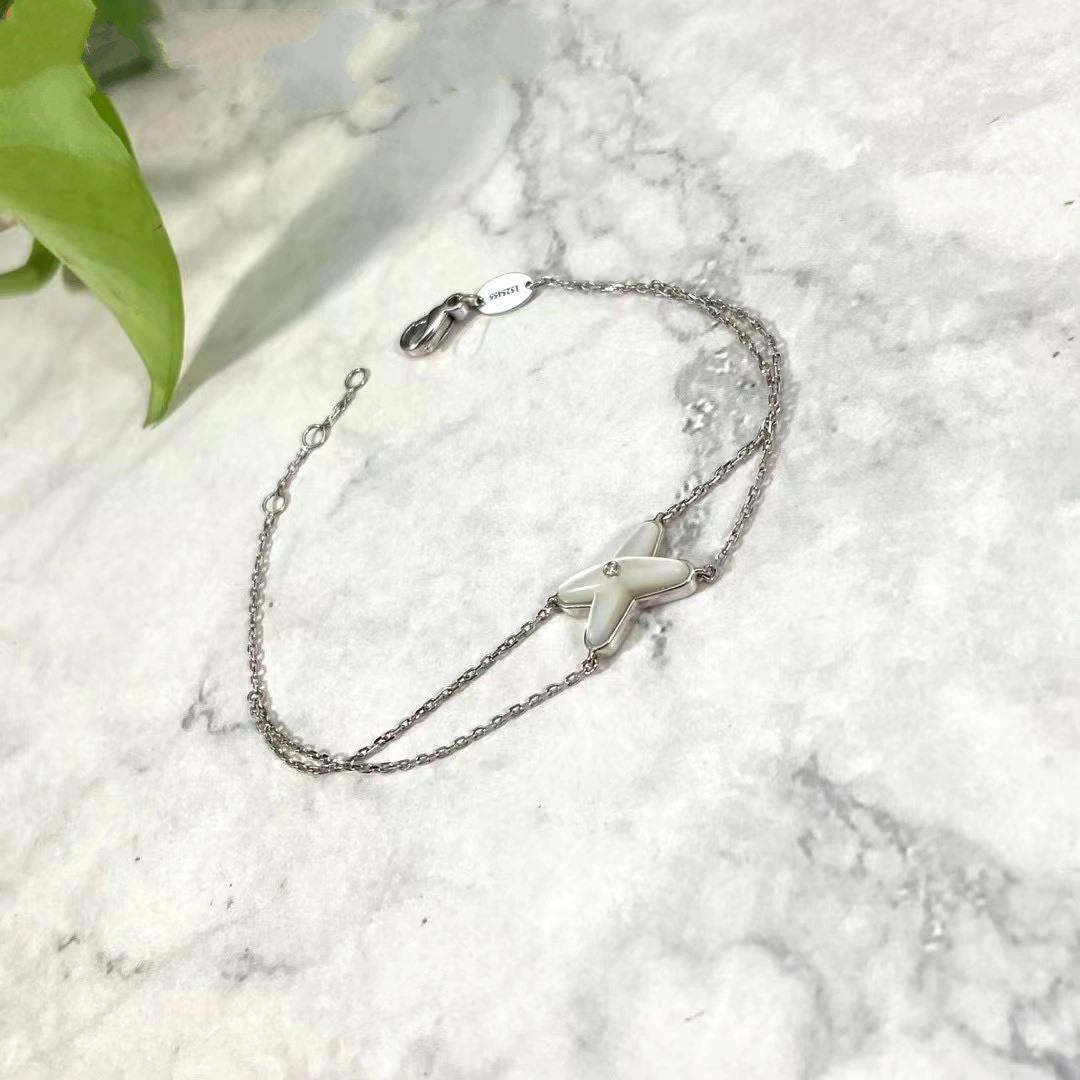 GlowJEUX BRACELET WHITE MOP SILVER 1 DIAMOND
