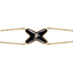 GlowJEUX BRACELET ONYX PINK GOLD 1 DIAMOND