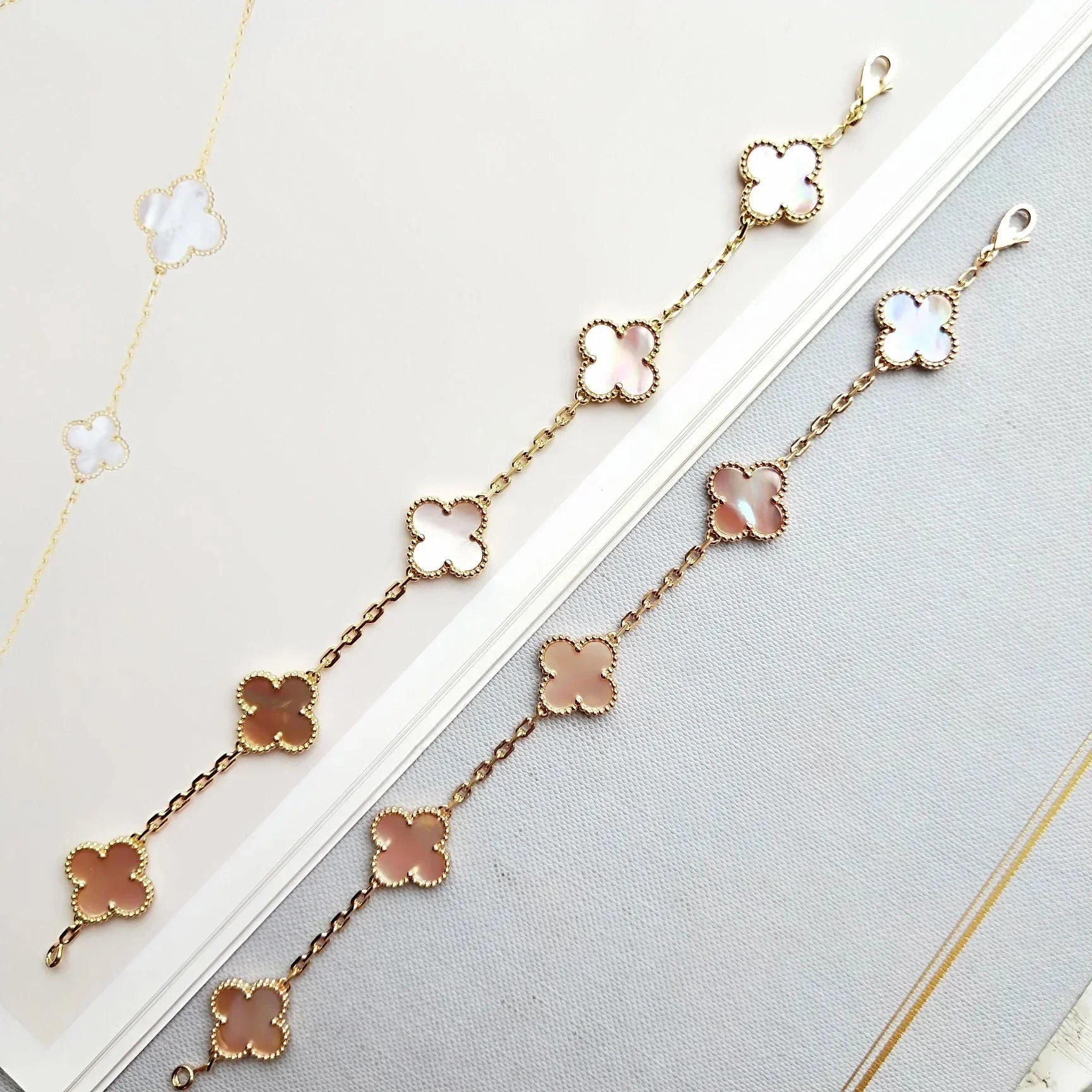 [Glow Jewelry] CLOVER 5 MOTIFS  PINK MOP BRACELET COLLECTION