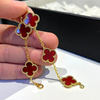 [Glow Jewelry] CLOVER 5 MOTIF RED CORNELIAN BRACELET COLLECTION