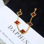 [Glow Jewelry] CLOVER 5 MOTIF RED CORNELIAN BRACELET COLLECTION