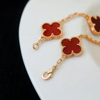 [Glow]New  CLOVER 5 MOTIF RED CORNELIAN BRACELET COLLECTION