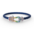 GlowFORC LARGE HORSESHOE  COLORED DIAMOND BRACELET SILVER