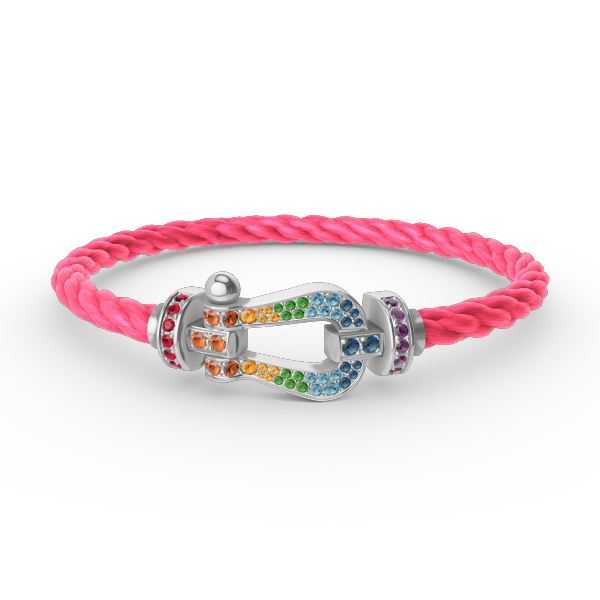 GlowFORC LARGE HORSESHOE  COLORED DIAMOND BRACELET SILVER