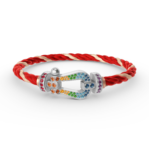 GlowFORC LARGE HORSESHOE  COLORED DIAMOND BRACELET SILVER