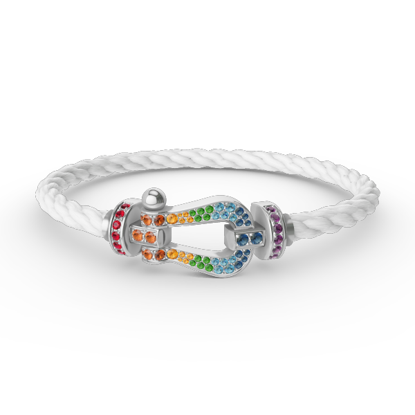 GlowFORC LARGE HORSESHOE  COLORED DIAMOND BRACELET SILVER