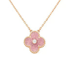 ¡®Glow¡¯CLOVER 15MM DIAMOND RHODONITE NECKLACE