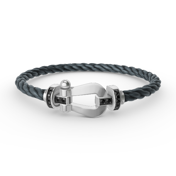 GlowFORCE LARGE HORSESHOE BLACK DIAMOND BRACELET SILVER