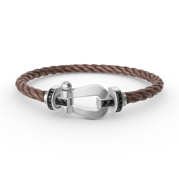 GlowFORCE LARGE HORSESHOE BLACK DIAMOND BRACELET SILVER