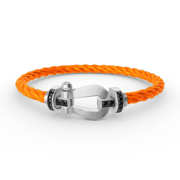 GlowFORCE LARGE HORSESHOE BLACK DIAMOND BRACELET SILVER