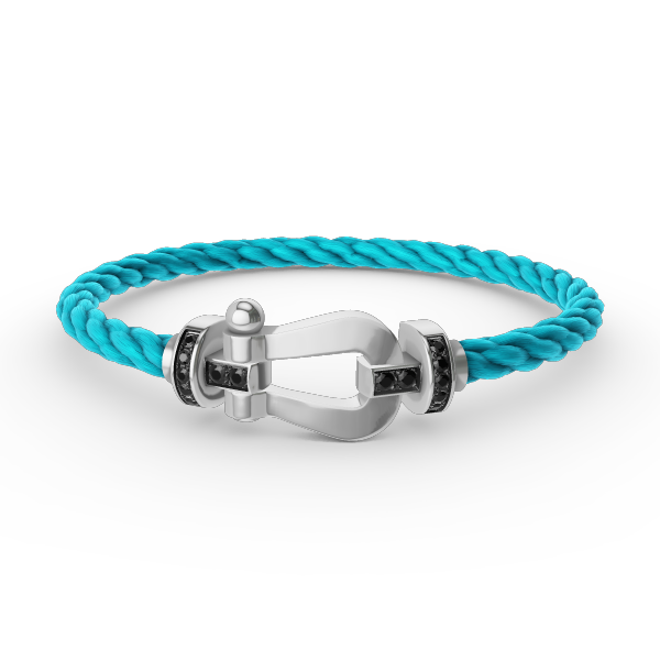 GlowFORCE LARGE HORSESHOE BLACK DIAMOND BRACELET SILVER