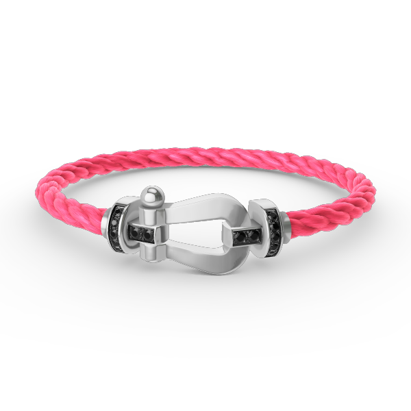GlowFORCE LARGE HORSESHOE BLACK DIAMOND BRACELET SILVER
