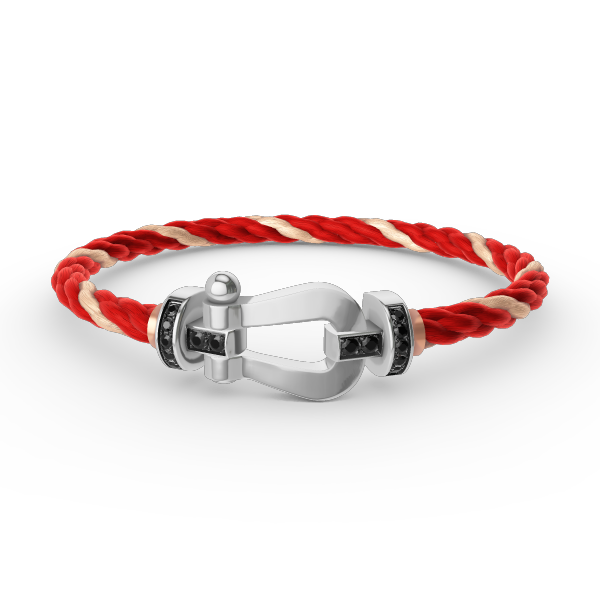 GlowFORCE LARGE HORSESHOE BLACK DIAMOND BRACELET SILVER