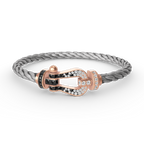 GlowFORCE LARGE HORSESHOE BLACK WHITE DIAMOND BRACELET ROSE GOLD