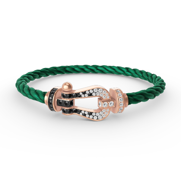 GlowFORCE LARGE HORSESHOE BLACK WHITE DIAMOND BRACELET ROSE GOLD