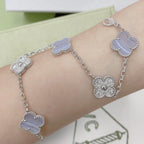 [Glow]New  CLOVER 5 MOTIF PURPLE CHALCEDONY BRACELET COLLECTION