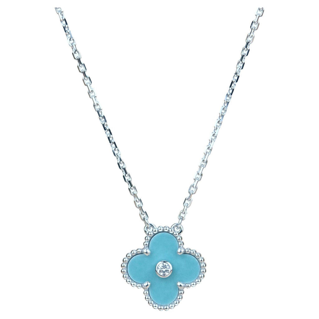 ¡®Glow¡¯CLOVER 15MM DIAMOND SVRES PORCELAIN  NECKLACE SILVER