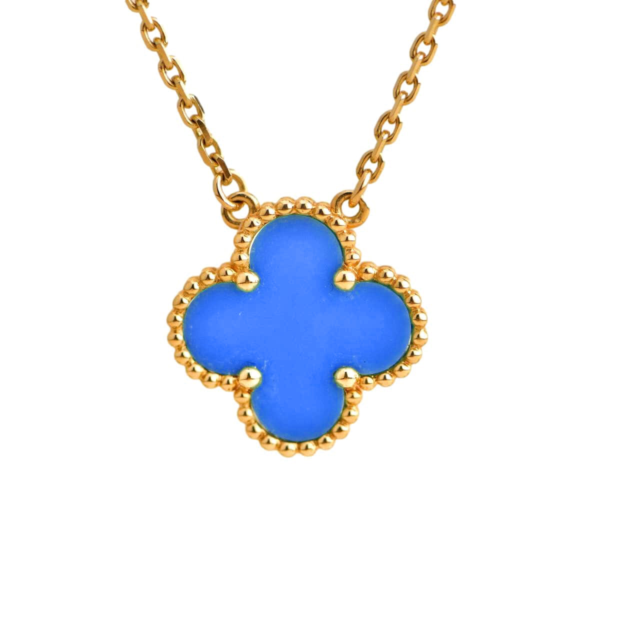 ¡®Glow¡¯CLOVER 15MM BLUE AGATE NECKLACE