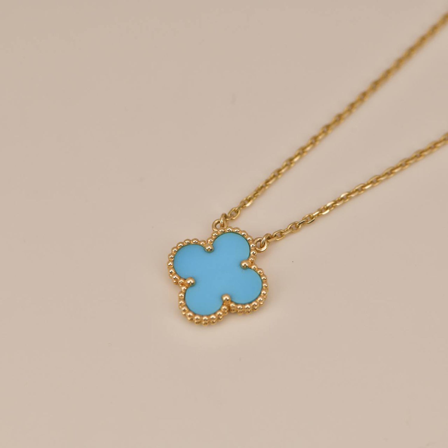 ¡®Glow¡¯CLOVER 15MM VINTAGE TURQUOISE NECKLACE