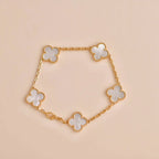 [Glow Jewelry]CLOVER WHITE PEARL MOP 5 MOTIF BRACELET COLLECTION