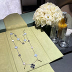 [Glow Jewelry]DETACHABLE CLOVER 15(11+4) FLOWER SILVER NECKLACE SET