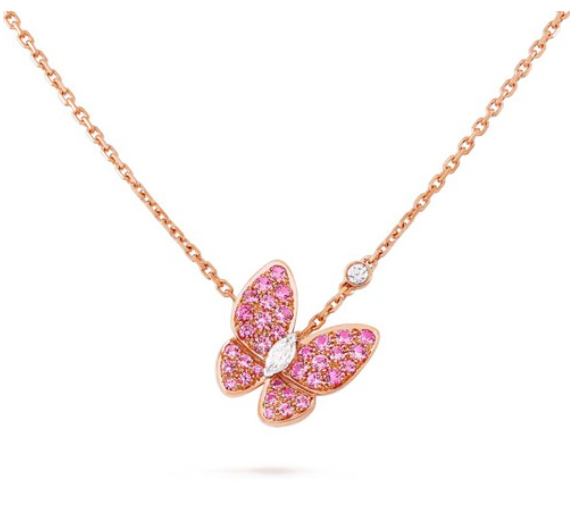 ¡®Glow¡¯BUTTERFLY RED DIAMOND ROSE GOLD NECKLACE