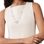 [Glow Jewelry]DETACHABLE CLOVER 15(11+4) FLOWER SILVER NECKLACE SET