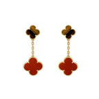 ¡®Glow¡¯CLOVER  2 MOTIF  TIGER EYE CARNELIAN EARRINGS