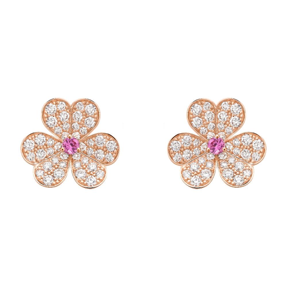 ¡®Glow¡¯FRIVOLE PINK GOLD FLOWER DIAMOND EARRINGS