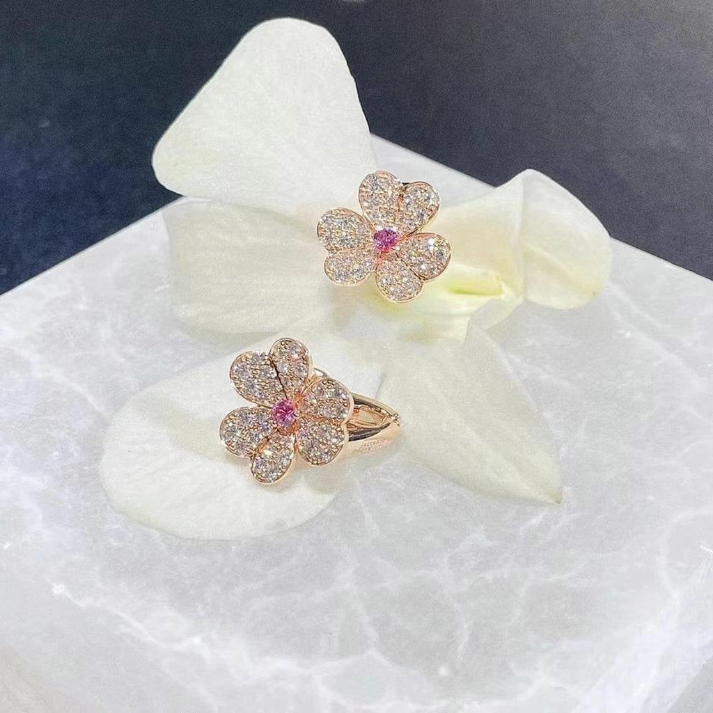 ¡®Glow¡¯FRIVOLE PINK GOLD FLOWER DIAMOND EARRINGS