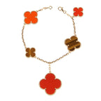 ¡®Glow¡¯CLOVER BRACELET 5 MOTIFS CARNELIAN TIGER EYE