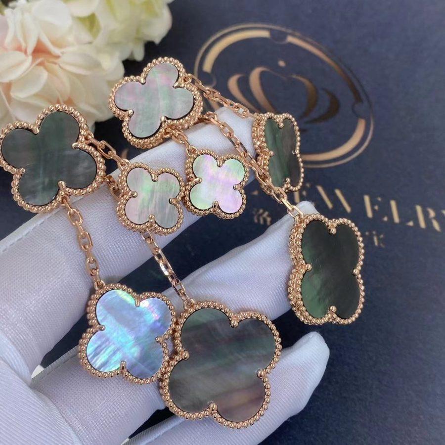 ¡®Glow¡¯CLOVER EARRINGS DARK MOP 4 MOTIFS ROSE GOLD