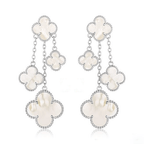 ¡®Glow¡¯CLOVER EARRINGS WHITE MOP 4 MOTIFS SILVER