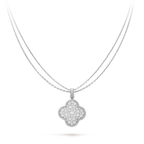 ¡®Glow¡¯CLOVER 25MM SILVER FULL DIAMOND BIG CLOVER NECKLACE